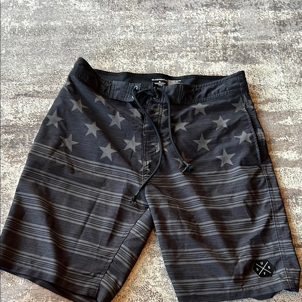 No Boundaries Black and Gray Swim Board Shorts